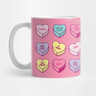 Sassy Anti Valentines Day Conversation Candy Hearts Mug